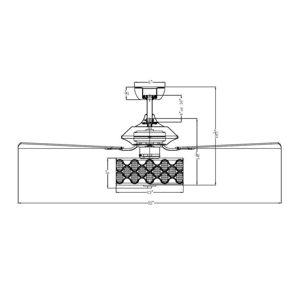 Parrot Uncle Huber 52 in. Indoor Black Crystal Chandelier Ceiling Fan