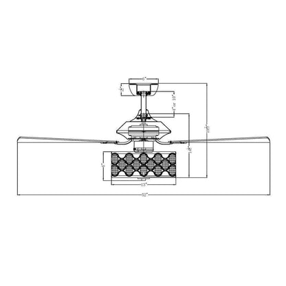 Parrot Uncle Huber 52 in. Indoor Black Crystal Chandelier Ceiling Fan