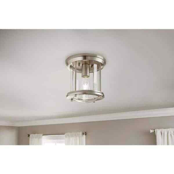 Hampton Bay Melrose Park 8 in. 1-Light Brushed Nickel Flush Mount