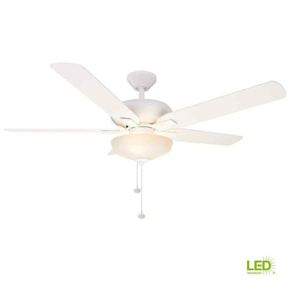 Hampton Bay Holly Springs 52 in. LED Indoor Matte White Ceiling Fan w/ Light Kit