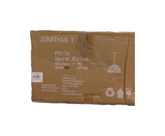 JONATHAN Y Campana 20 in. Woven Rattan Dome LED Pendant, Cream JYL6504A
