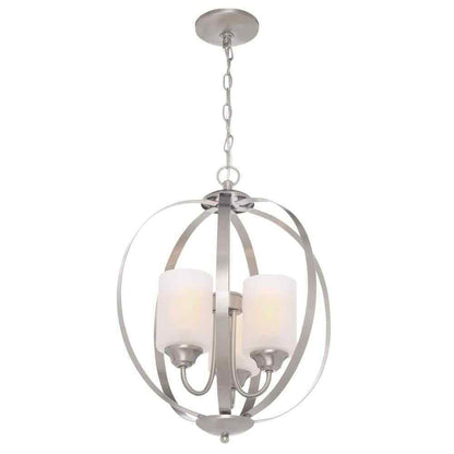 Hampton Bay Findlay 3-Light Brushed Nickel Chandelier w/ Etched White Glass