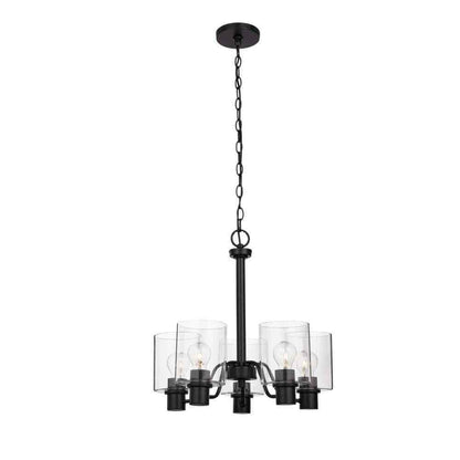 Hampton Bay Castleford 5-Light Satin Bronze Chandelier w/ Clear Glass Shades