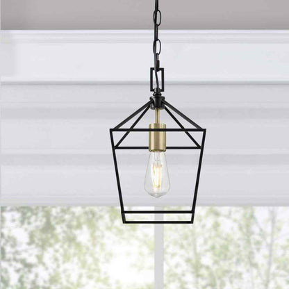 Home Decorators Weyburn 1-Light Black and Gold Farmhouse Mini Pendant Light