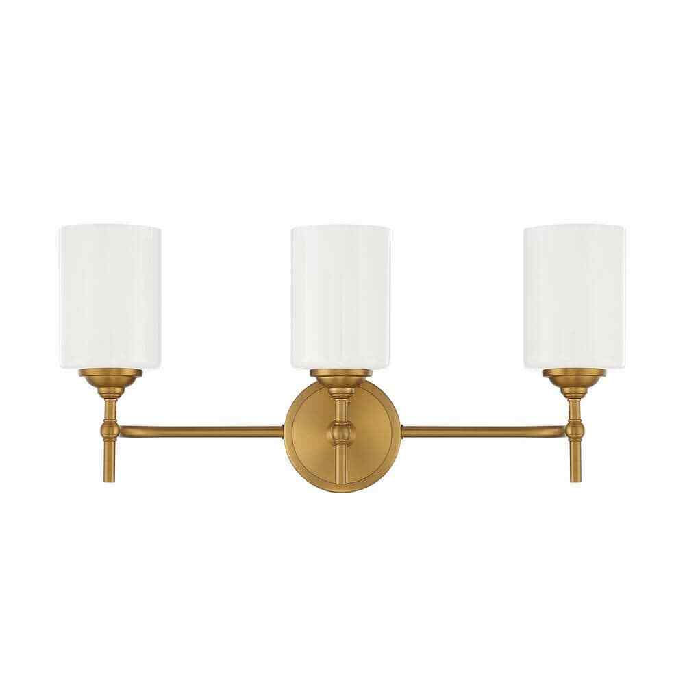 Home Decorators Ayelen Matte Brass Bathroom Vanity Light w/ Opal White Glass