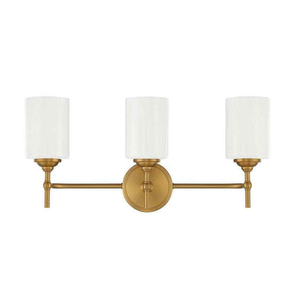 Home Decorators Ayelen Matte Brass Bathroom Vanity Light w/ Opal White Glass