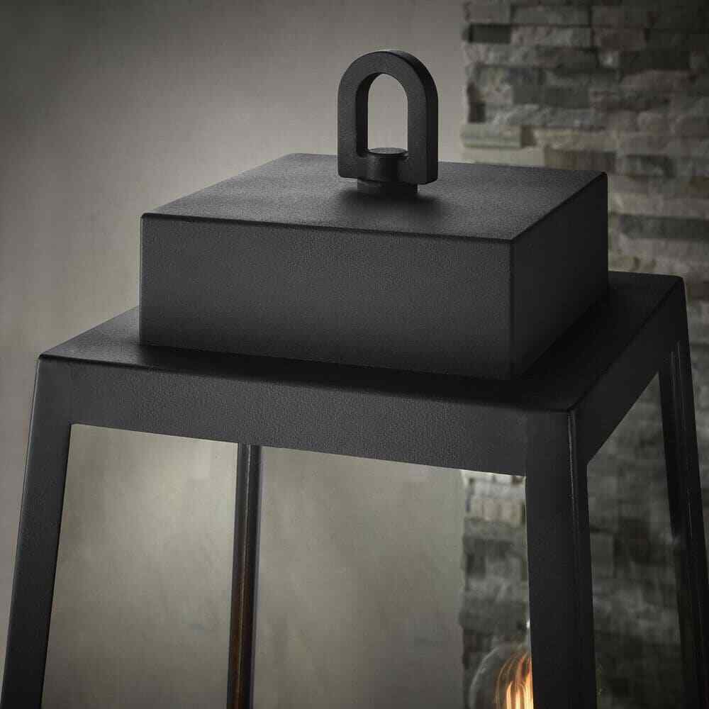 Hampton Bay Corbin Modern 1-Light Black Outdoor Tapered Post Lantern Light