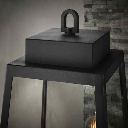 Hampton Bay Corbin Modern 1-Light Black Outdoor Tapered Post Lantern Light