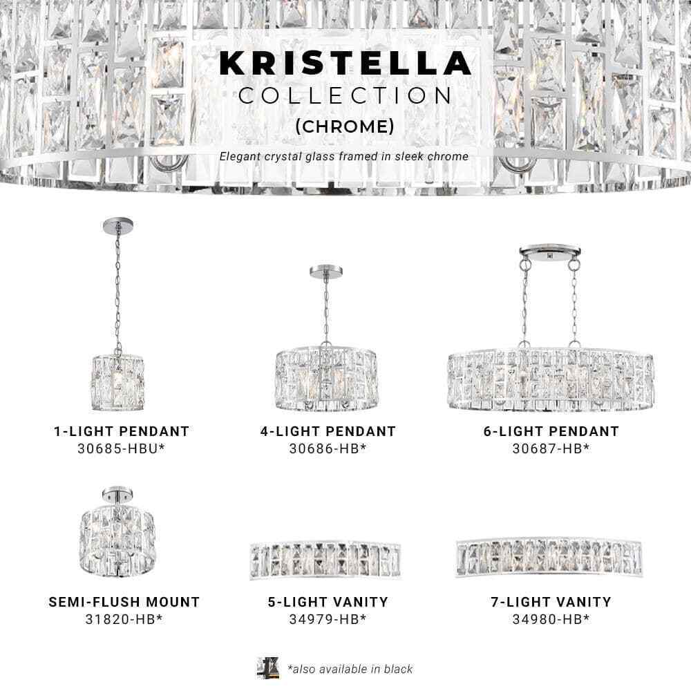 Home Decorators Kristella 24 in. 5-Light Chrome Vanity Light w/ Crystal Shade