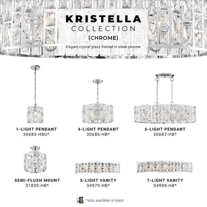 Home Decorators Kristella 24 in. 5-Light Chrome Vanity Light w/ Crystal Shade
