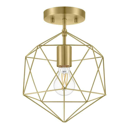 Hampton Bay Winfield 9.5 in. 1-Light Gold Semi-Flush Mount Ceiling Light Fixture