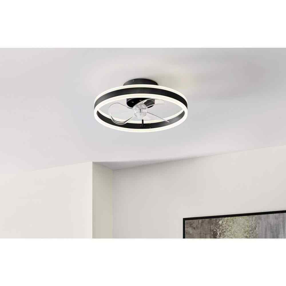 Hampton Bay Preen 20 in. Integrated LED CCT Indoor Ceiling Fan Black 45071-010