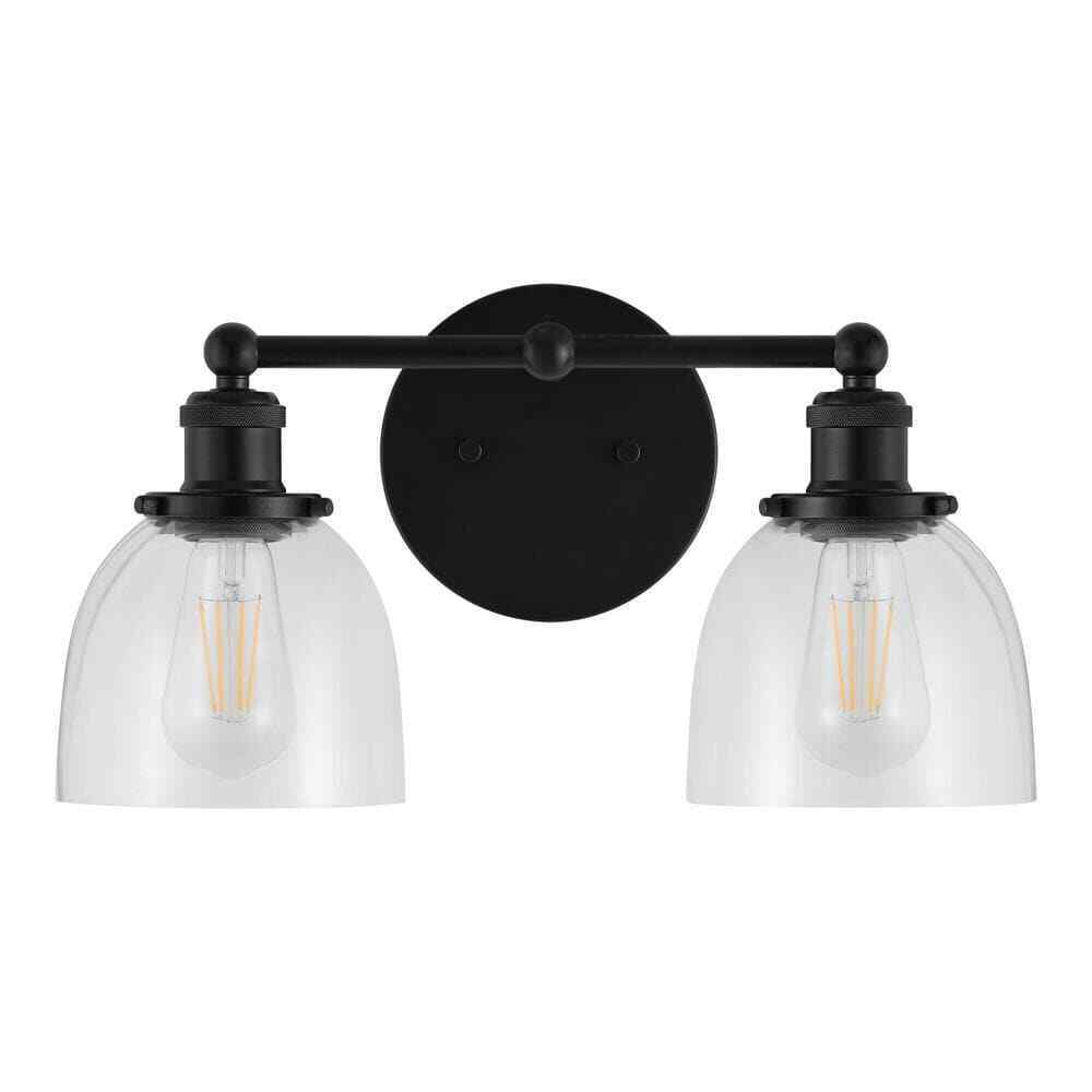 Home Decorators Evelyn 16.25 in.2-Light Matte Black Modern Bathroom Vanity Light
