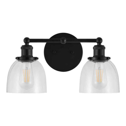 Home Decorators Evelyn 16.25 in.2-Light Matte Black Modern Bathroom Vanity Light