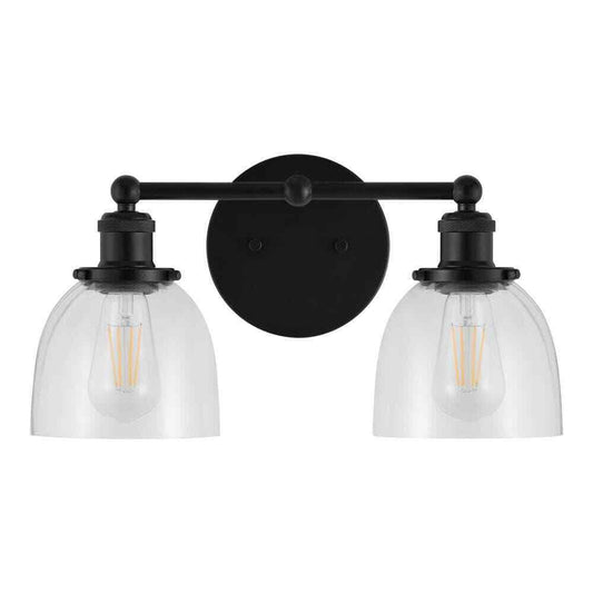 Home Decorators Evelyn 16.25 in.2-Light Matte Black Modern Bathroom Vanity Light