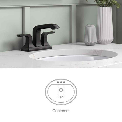 KOHLER Rubicon 4 in. Centerset Double Handle Bathroom Faucet in Matte Black
