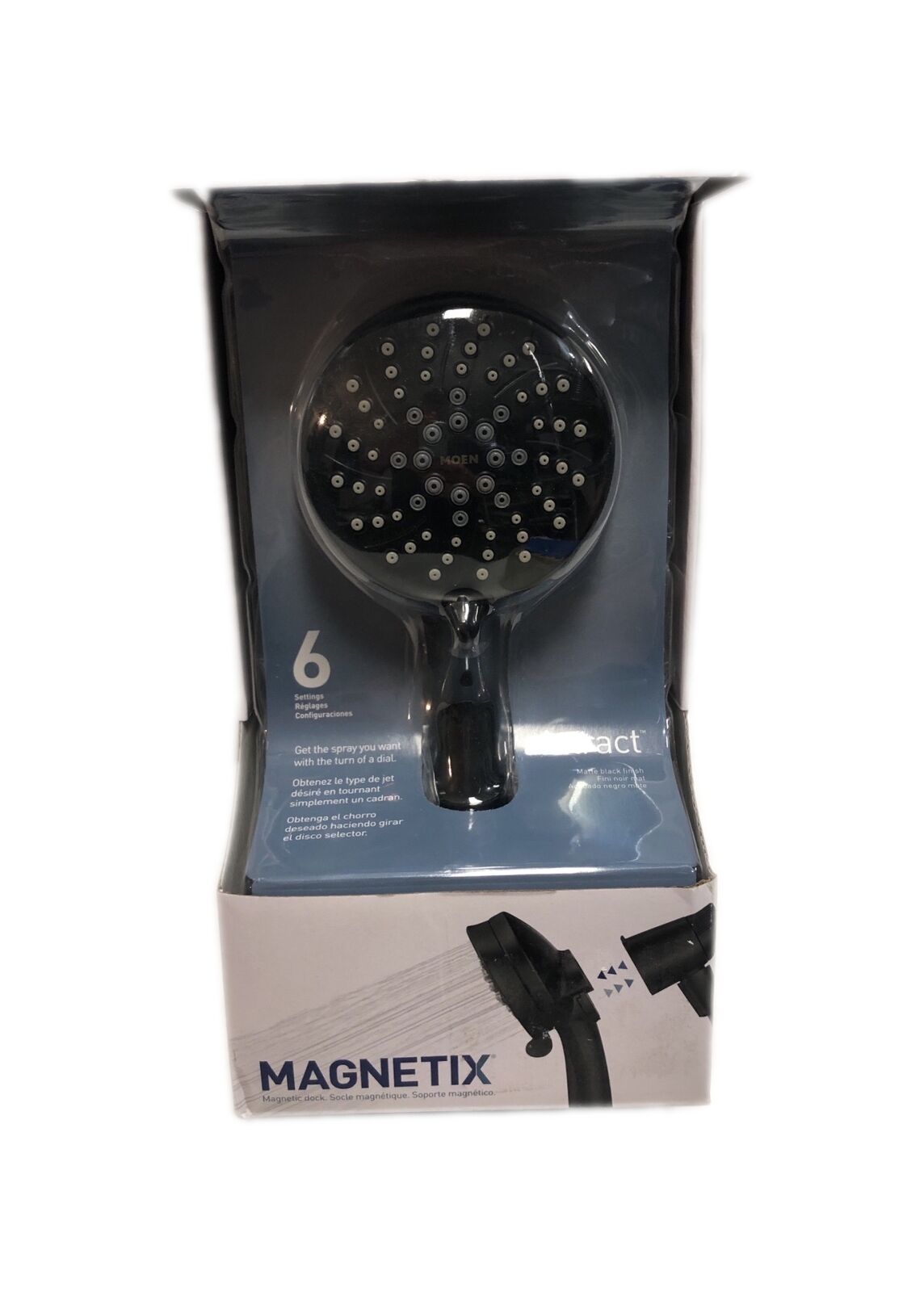 MOEN Attract with Magnetix 6-Spray 3.75 in. Wall Mount Shower Head Matte Black