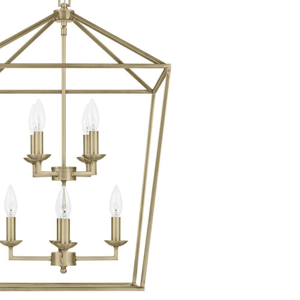 Home Decorators Weyburn 8-Light Brushed Brass Farmhouse Chandelier Light Fixture