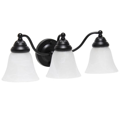 Lalia Home 7.5 in. 3-Light Black and Alabaster Shades Vanity Wall Fixture