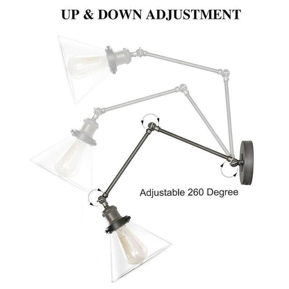 LNC Black Plug-In or Hardwire Modern Industrial Swing Arm Wall Light Sconce