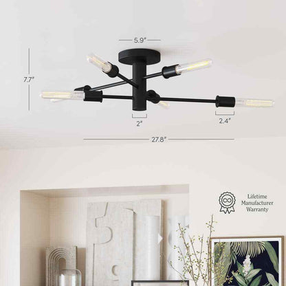 Nathan James Elmont Semi-Flush Mount 6-Light Sputnik Chandelier