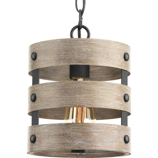 Progress Lighting Gulliver 8-1/2 in. 1-Light Graphite Coastal Drum Mini-Pendant
