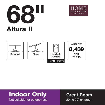Home Decorators Altura II 68 in. Indoor Bronze Ceiling Fan Light Kit Adaptable