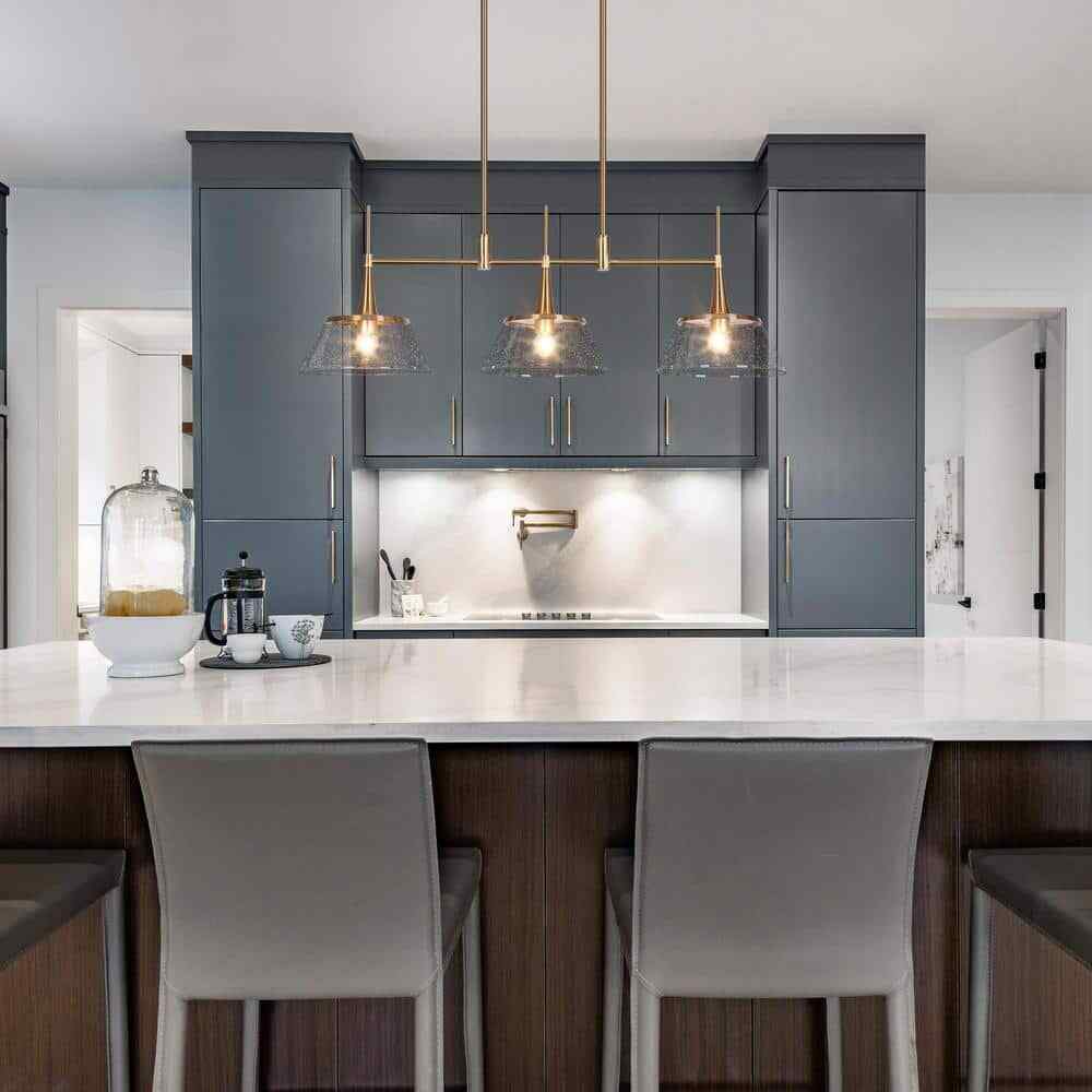 LNC 34.5 in. Large Brass Modern Island Linear Chandelier Kitchen Light