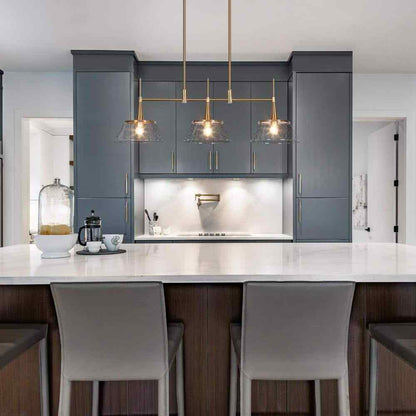 LNC 34.5 in. Large Brass Modern Island Linear Chandelier Kitchen Light