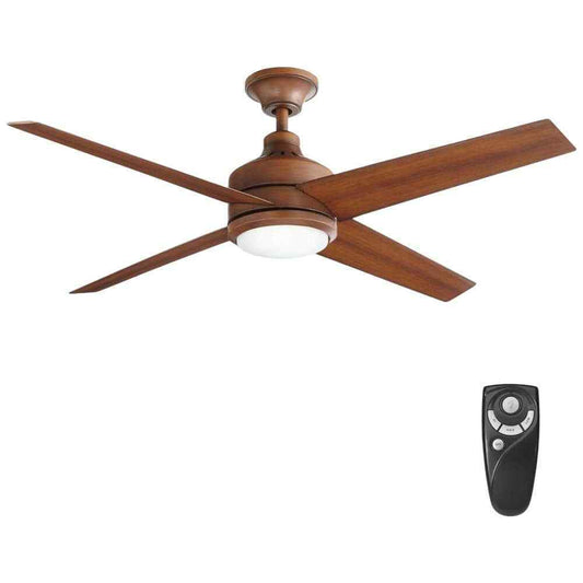 Home Decorators Mercer 52 in. LED Indoor Distressed Koa Ceiling Fan