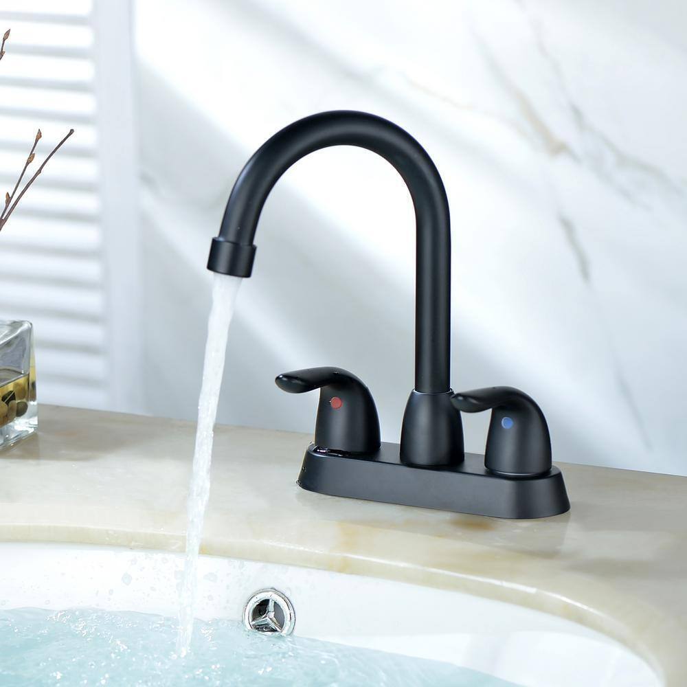 LORDEAR Double Holes 2-Handles Vessel Bathroom Faucet Matte Black Lavatory