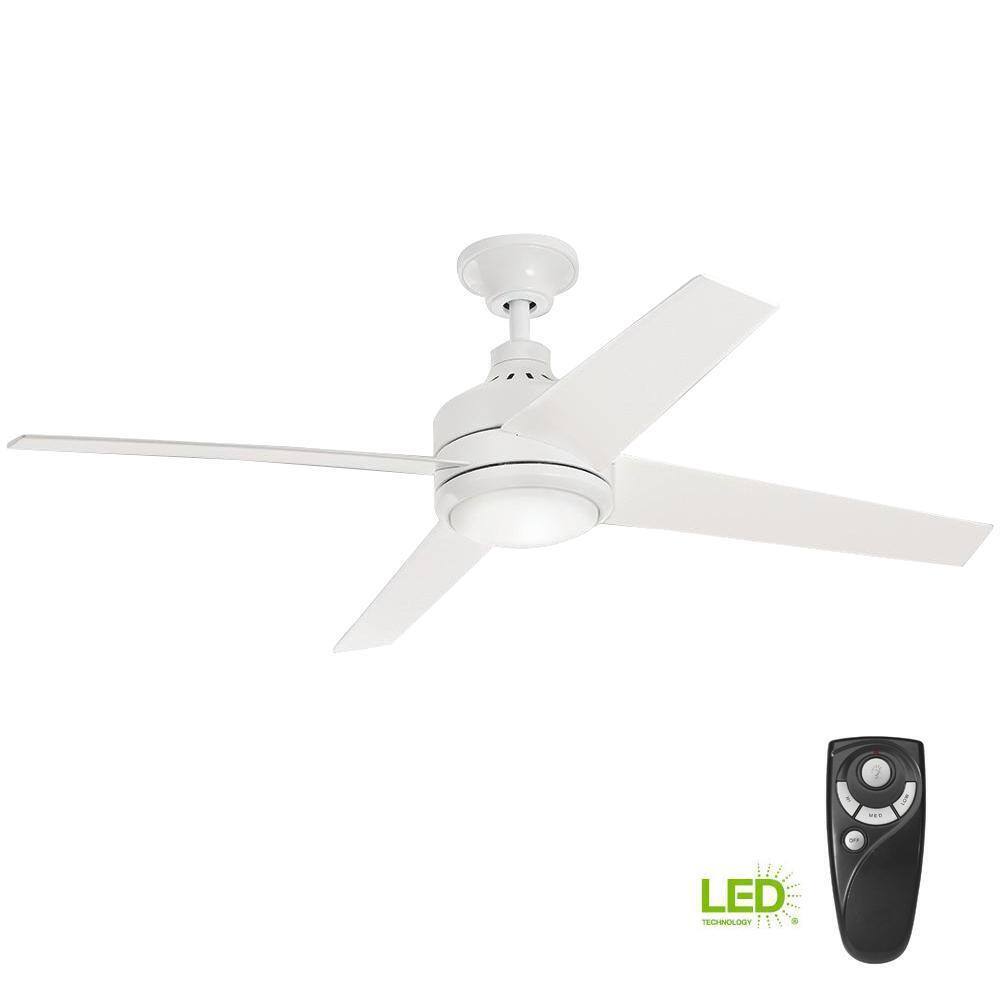 Home Decorators Mercer 52 in. LED Indoor White Ceiling Fan w/ Light Kit