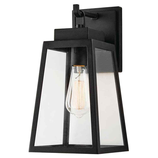 Hampton Bay Corbin Medium 13 in. Modern Black Outdoor Wall Lantern Sconce
