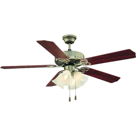 Volume Lighting 52 in. Indoor Brushed Nickel Ceiling Fan Light Reversible Blades