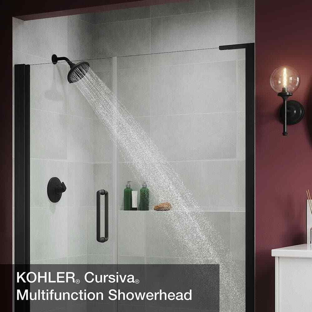 KOHLER Cursiva 3-Spray Patterns 6.75 in. Wall Mount Fixed Showerhead Matte Black