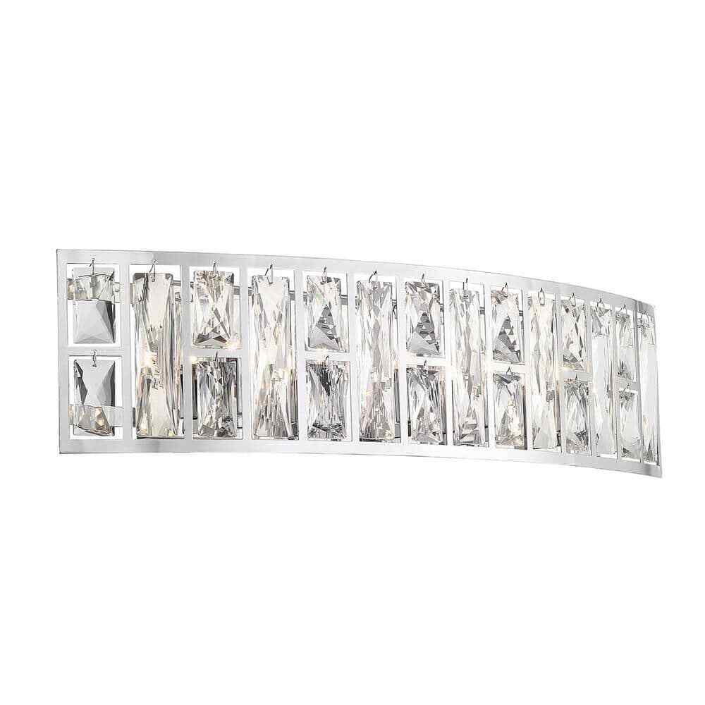 Home Decorators Kristella 24 in. 5-Light Chrome Vanity Light w/ Crystal Shade