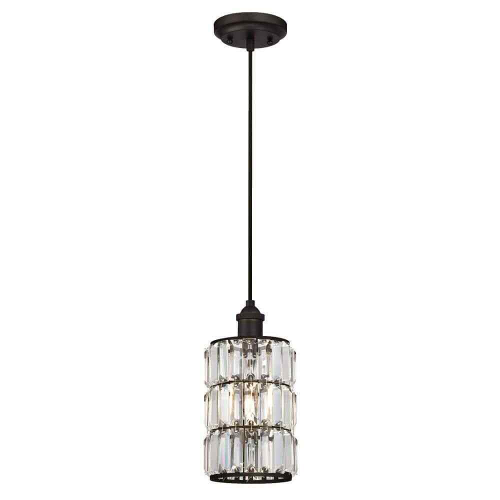 Westinghouse Sophie 1-Light Oil Rubbed Bronze Mini Pendant w/Crystal Prism Shade