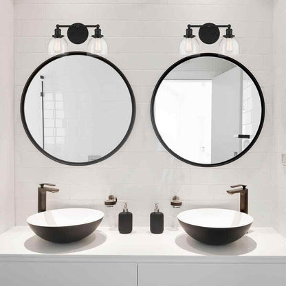 Home Decorators Evelyn 16.25 in.2-Light Matte Black Modern Bathroom Vanity Light