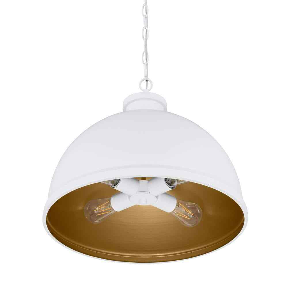 Hampton Bay Tallulah 4-Light White Pendant Hanging Dome Kitchen Pendant Lighting