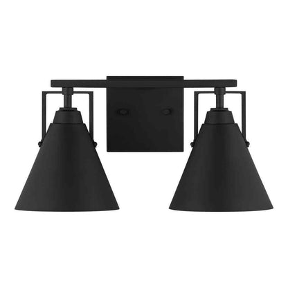 Home Decorators Insdale Matte Black Modern Vanity Light w/ Black Metal Shades