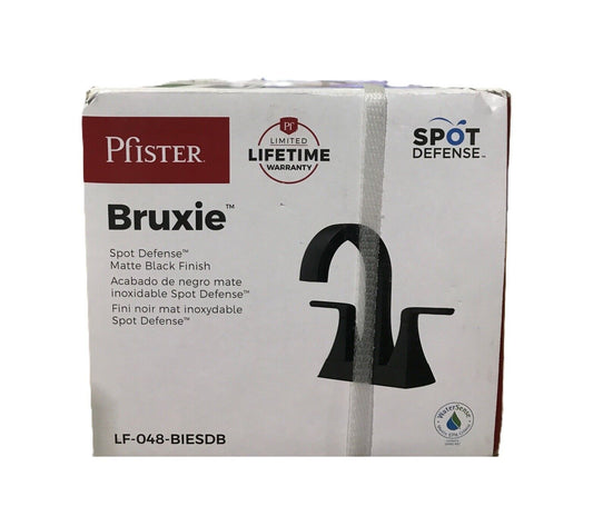 Pfister Bruxie 4 in Centerset Double Handle High Arc Bathroom Faucet Matte Black