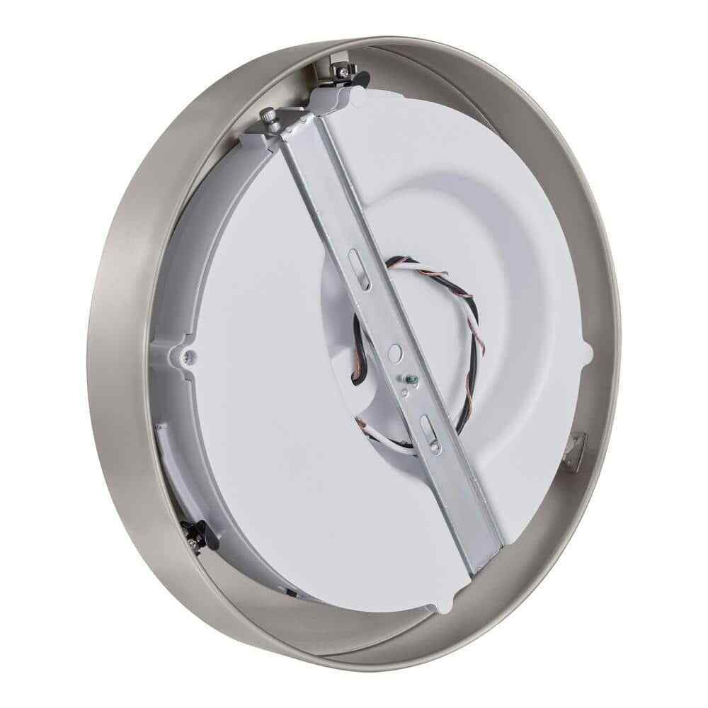 Home Decorators Calloway 11 in. Brushed Nickel Integrated LED 5CCT Flush Mount
