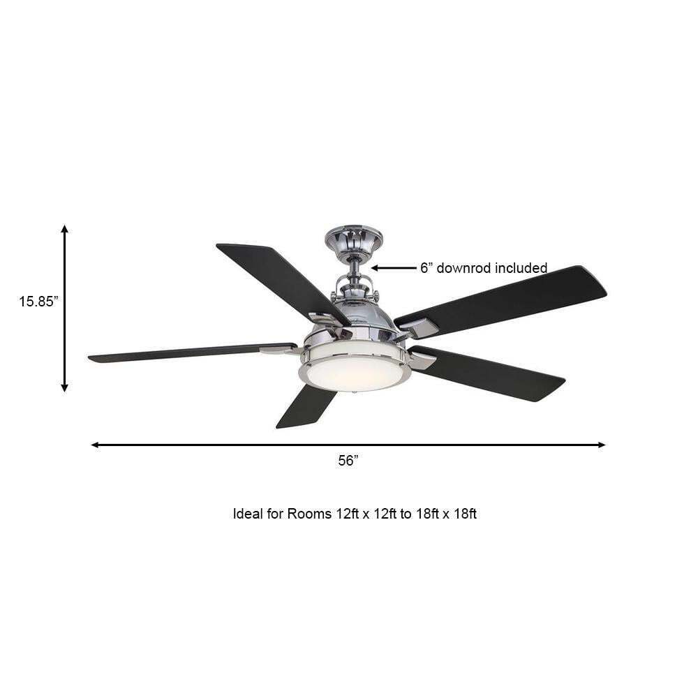 Home Decorators Kennedy 56 in. LED Gunmetal Ceiling Fan w/ Light Remote Control