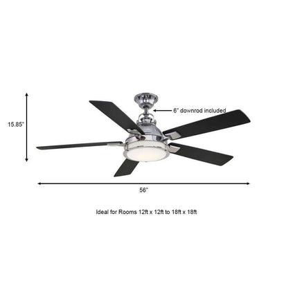 Home Decorators Kennedy 56 in. LED Gunmetal Ceiling Fan w/ Light Remote Control