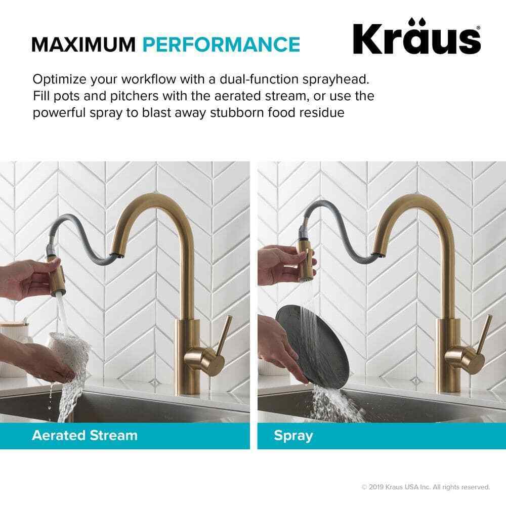 KRAUS Oletto Single-Handle Pull-Down Kitchen Faucet w/ Dual-Function Sprayer