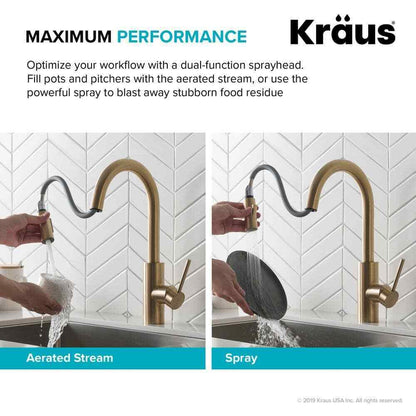 KRAUS Oletto Single-Handle Pull-Down Kitchen Faucet w/ Dual-Function Sprayer
