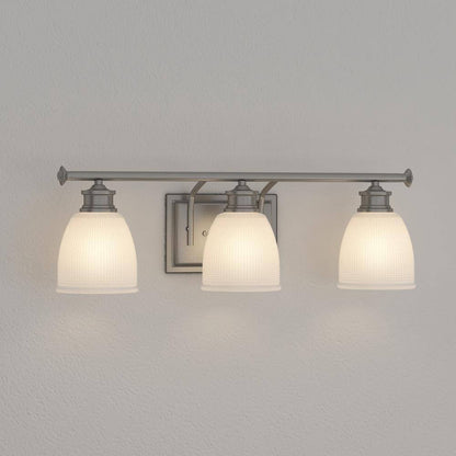 Progress Lighting Lucky 3-Light Brushed Nickel Glass Coastal Bath Vanity Light