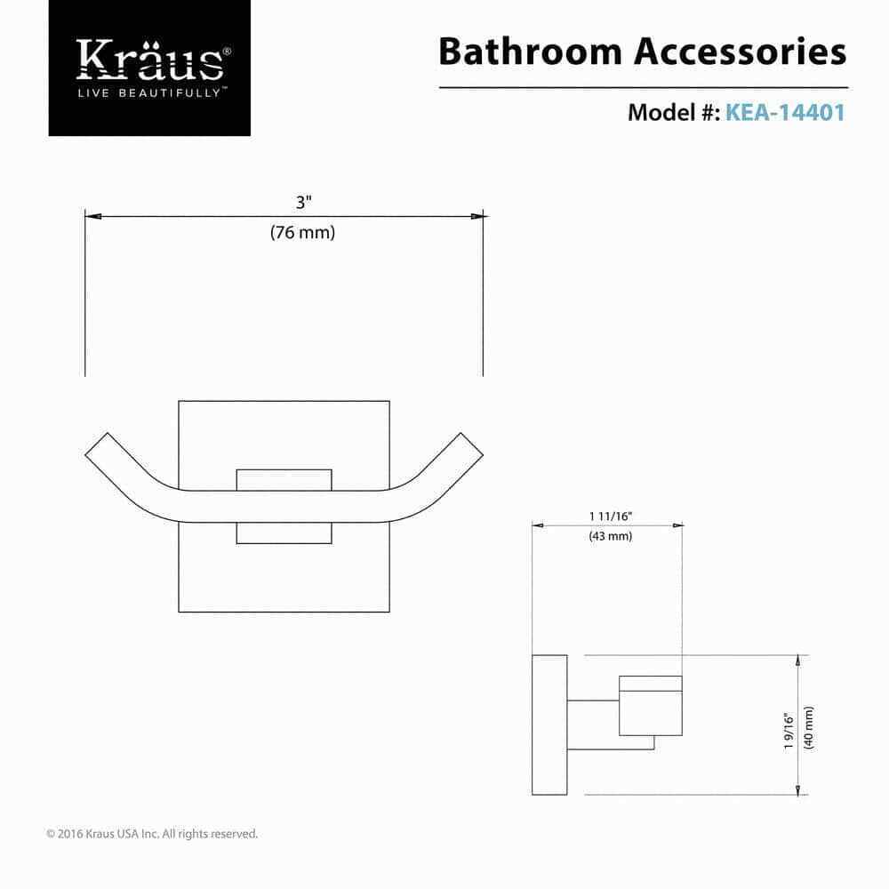 KRAUS Aura Bathroom Double Robe Hook in Chrome