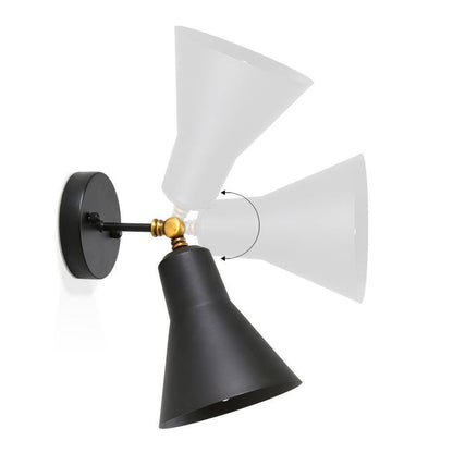 LNC Adjustable Modern Wall Sconce with Black Shade and Vintage Brass Accents