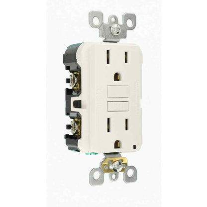 Leviton 15 Amp Self-Test SmartlockPro Slim Duplex GFCI Outlet White